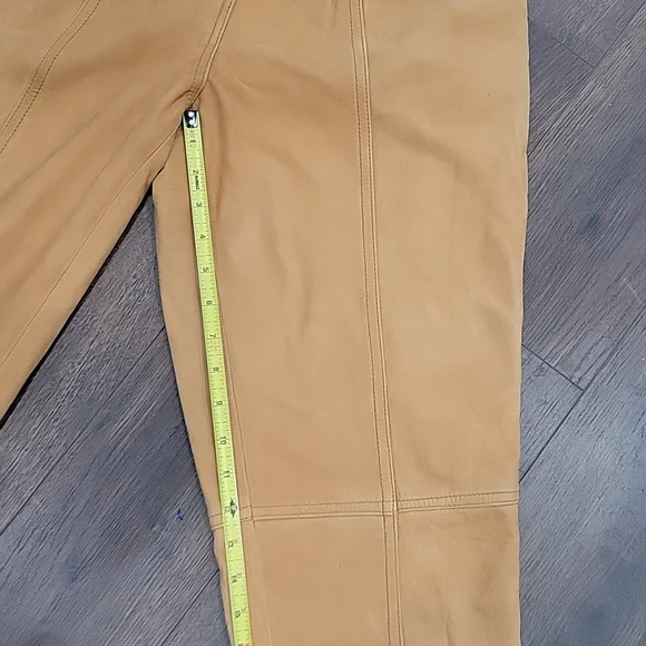 Vintage 80s 90s high waist tapered  camel leather  pants. Size 6 - Picture 8 of 13